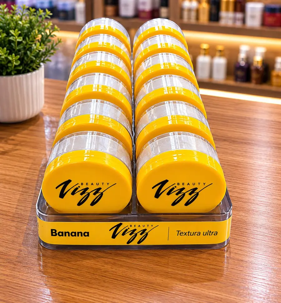 Box de pó solto VIZZ BEAUTY Banana — 12 unidades prontas para a prateleira